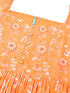 Plus Size Orange Georgette Floral Printed Tiered Dress